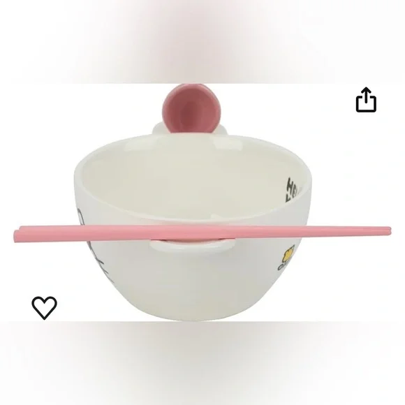 Hello Kitty Enjoy The Little Things Ramen Bowl With Spoon & Chopsticks brand new - Picture 9 of 11